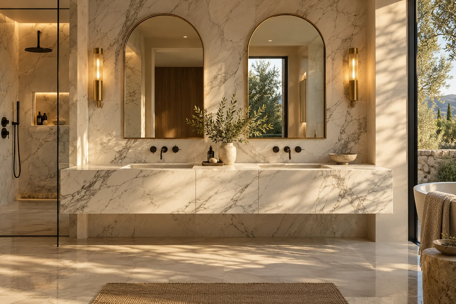 Stone surface and interior details for bathroom vanity protection