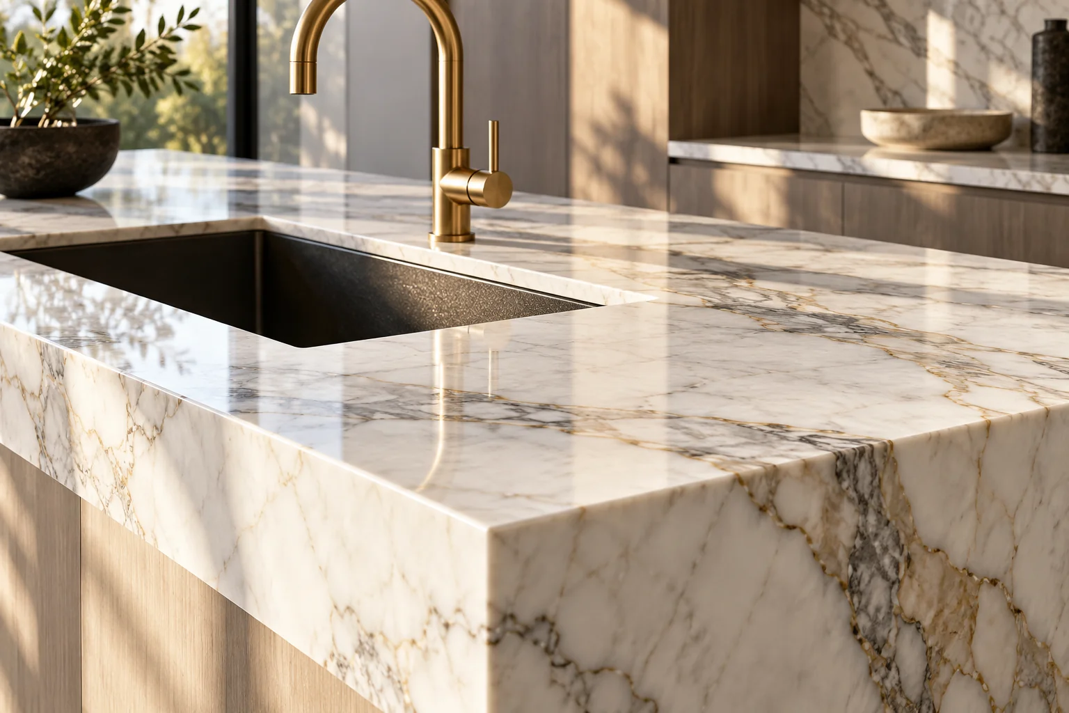 Stone surface and interior details for edges and seams