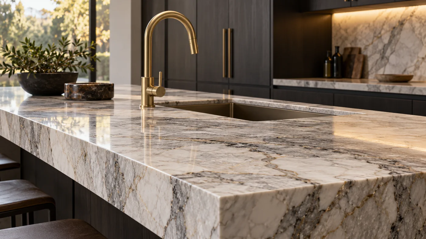 Stone surface and interior details for sink surround film details